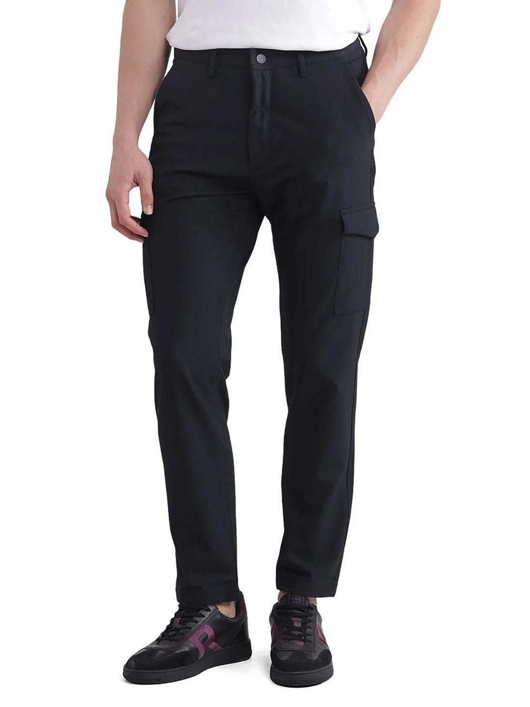 RARE RABBIT Men Black Regular Fit Plain Trouser - default view