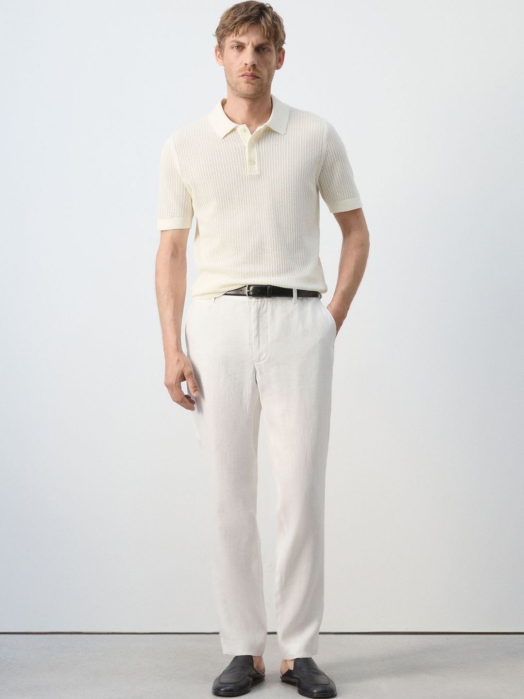 MANGO MAN Pure Linen Trousers - back view