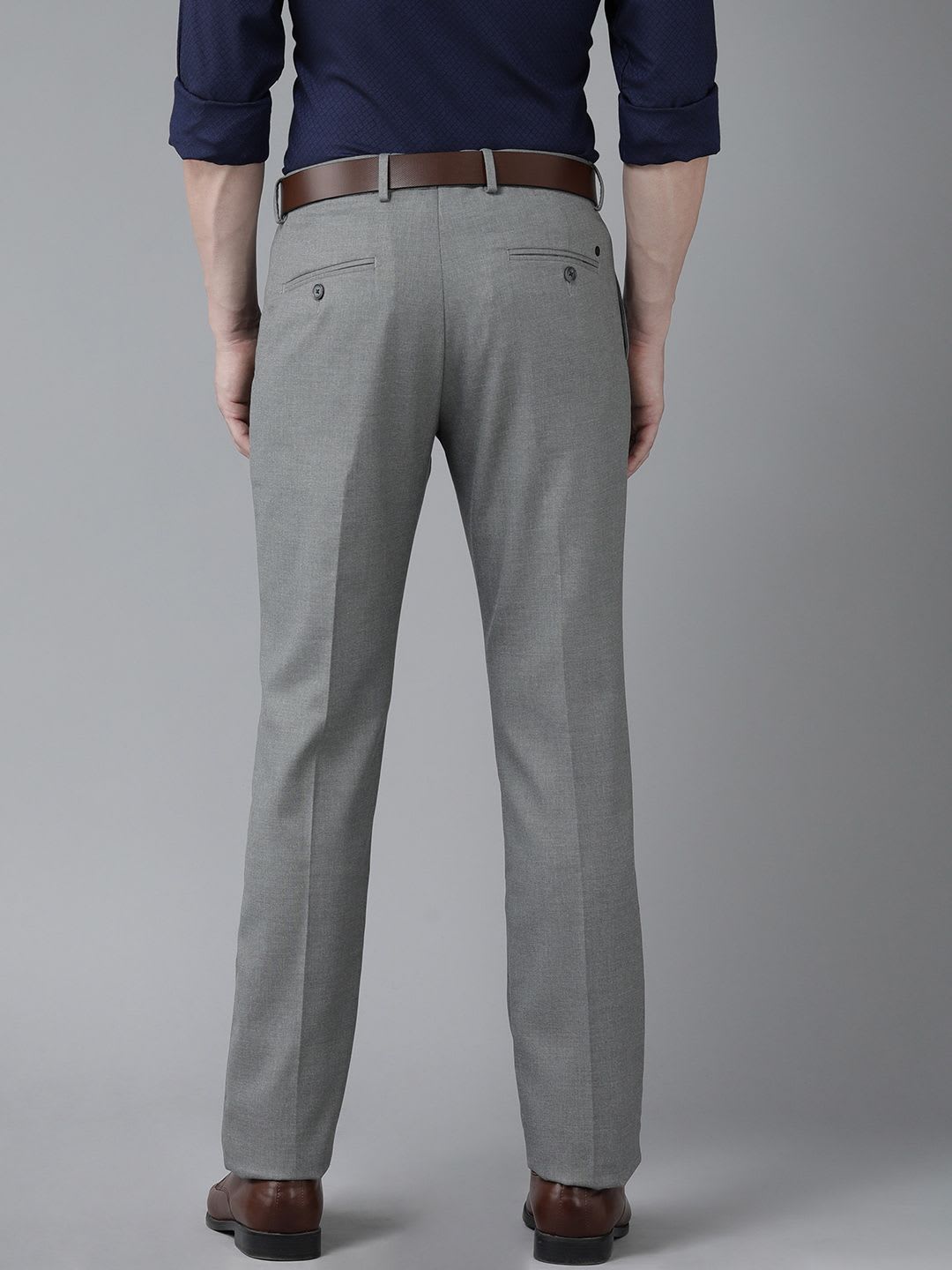 Arrow Men Solid Tailored Fit Formal Trousers - back view