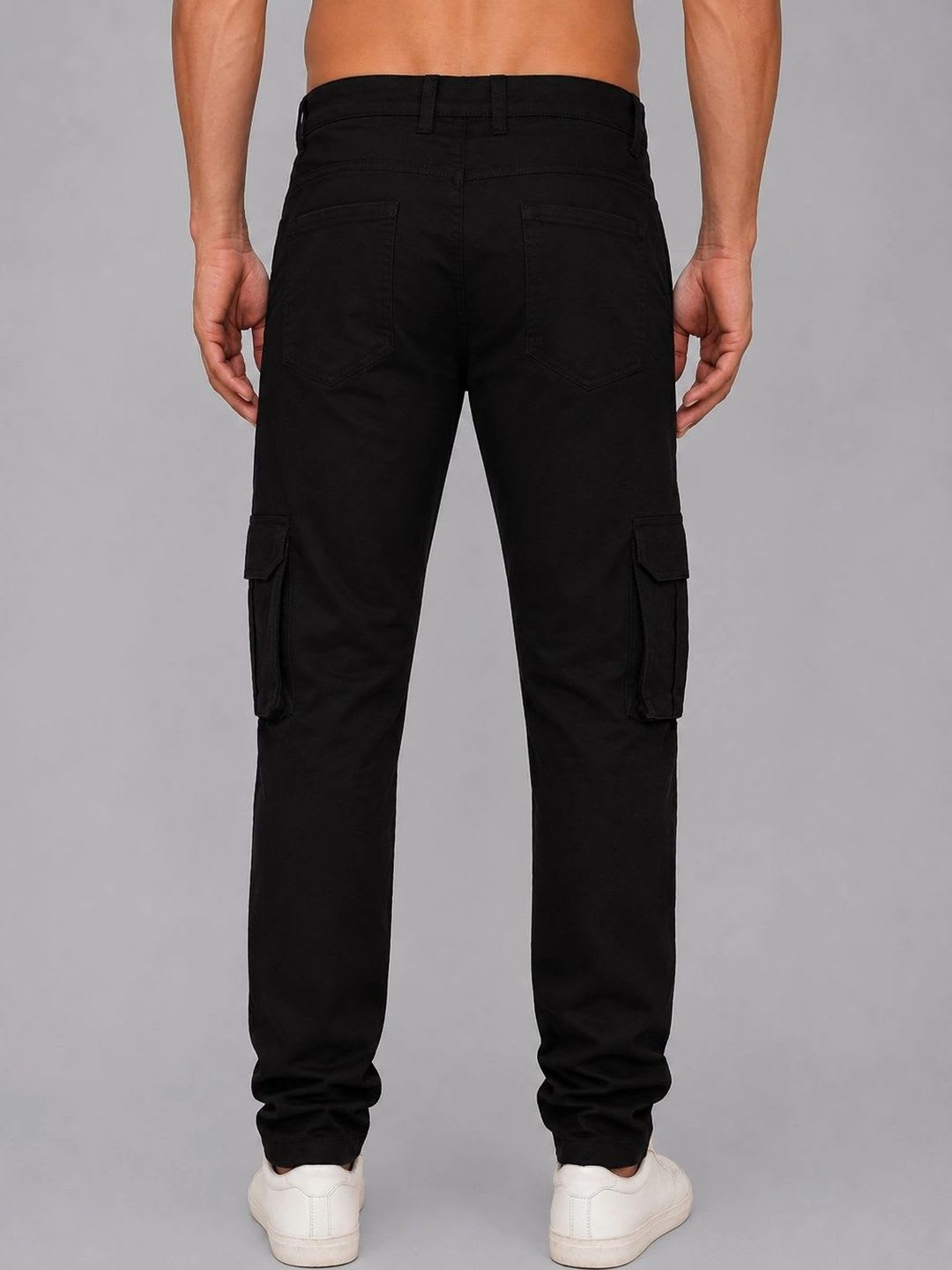 Roadster Men Relaxed Tapered Fit Easy Wash Cargos Trousers - back view