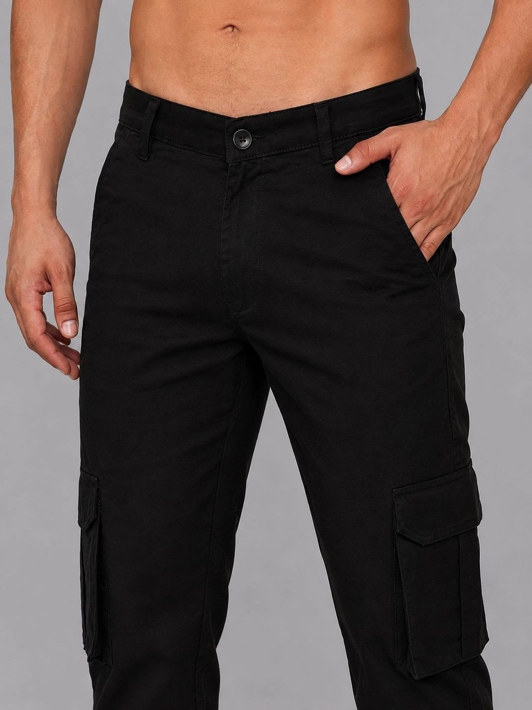 Roadster Men Relaxed Tapered Fit Easy Wash Cargos Trousers - left view