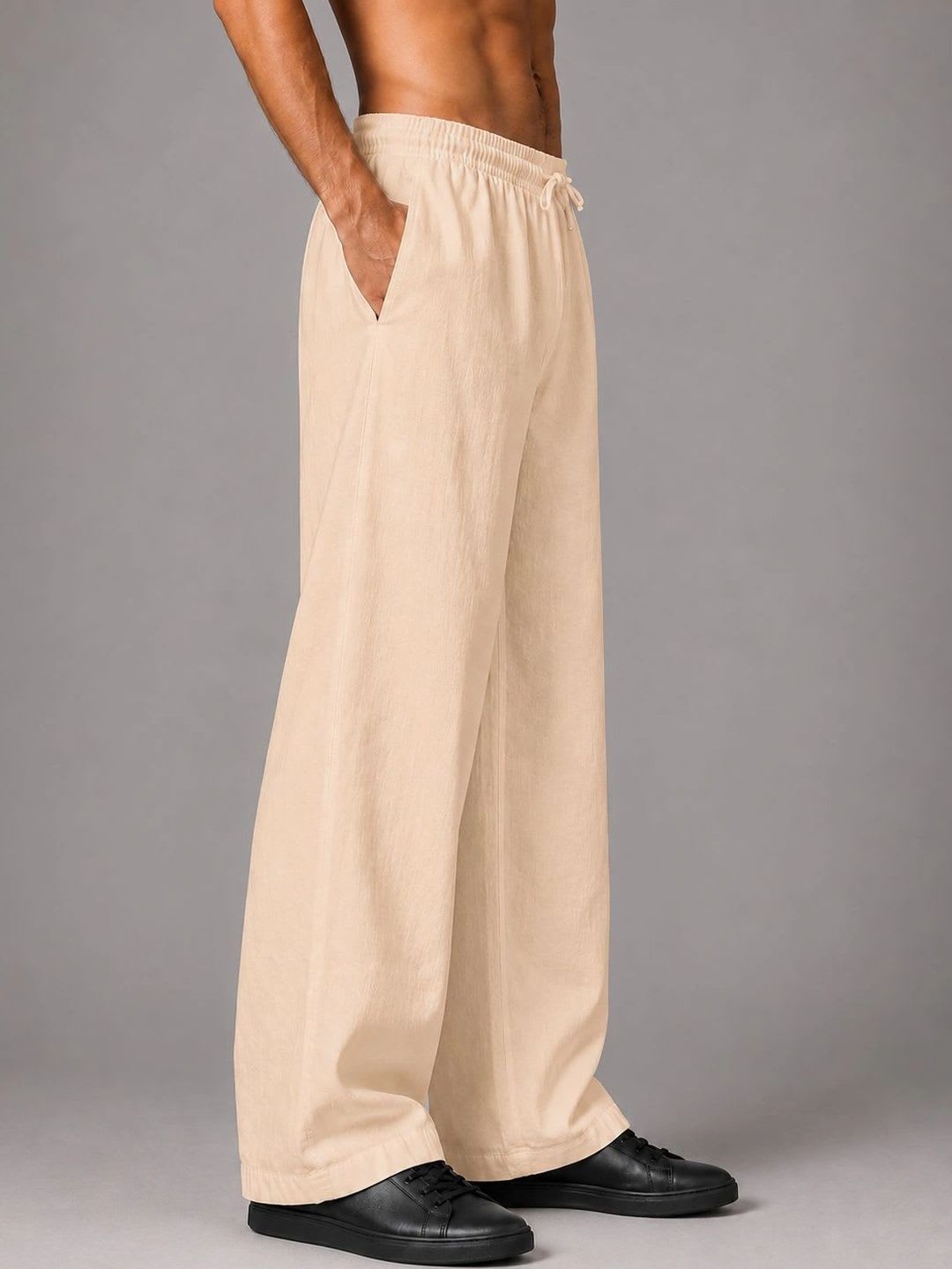 Roadster Men Relaxed Straight Leg Easy Wash Trousers - back view