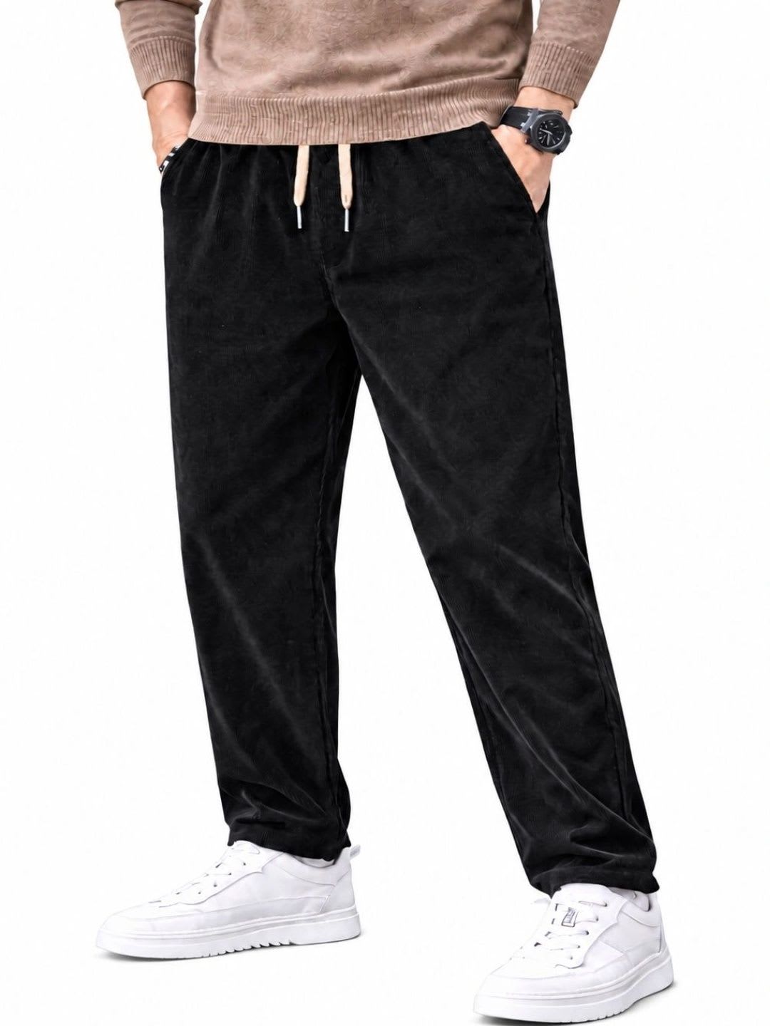 HERE&NOW Men Relaxed Easy Wash Trousers - back view