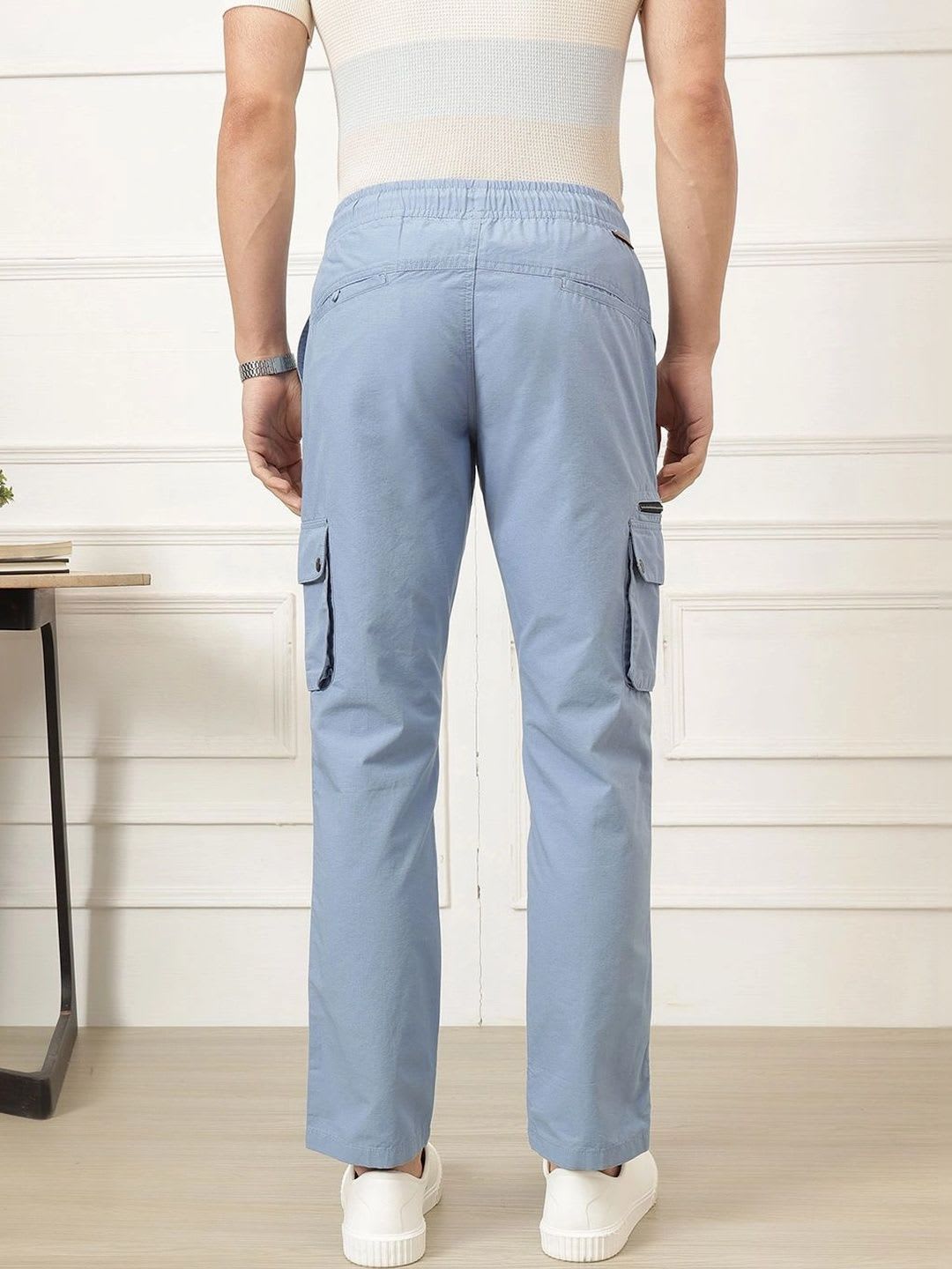 Thomas Scott Men Smart Straight Fit Cargos Trousers - back view