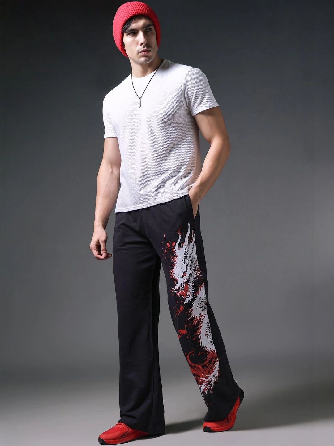 SINSKARI Men Printed Relaxed Easy Wash Trousers - default view