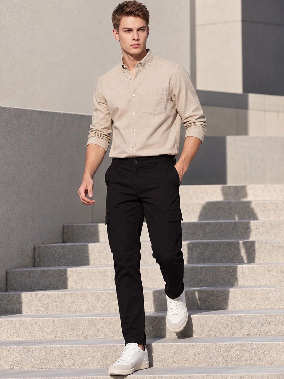 Fame Forever by Lifestyle Men Easy Wash Cotton Cargos - default view