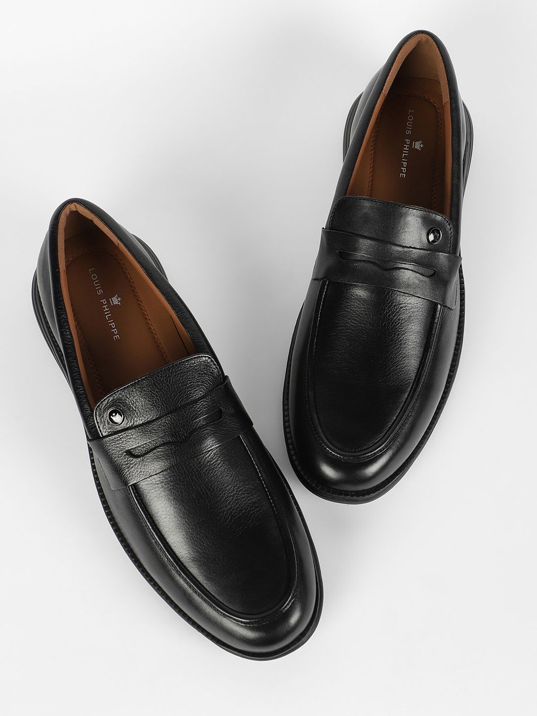 Louis Philippe Men Premium Leather Breathable Light Weight Flat Heel Casual Slip-on Shoes - default view