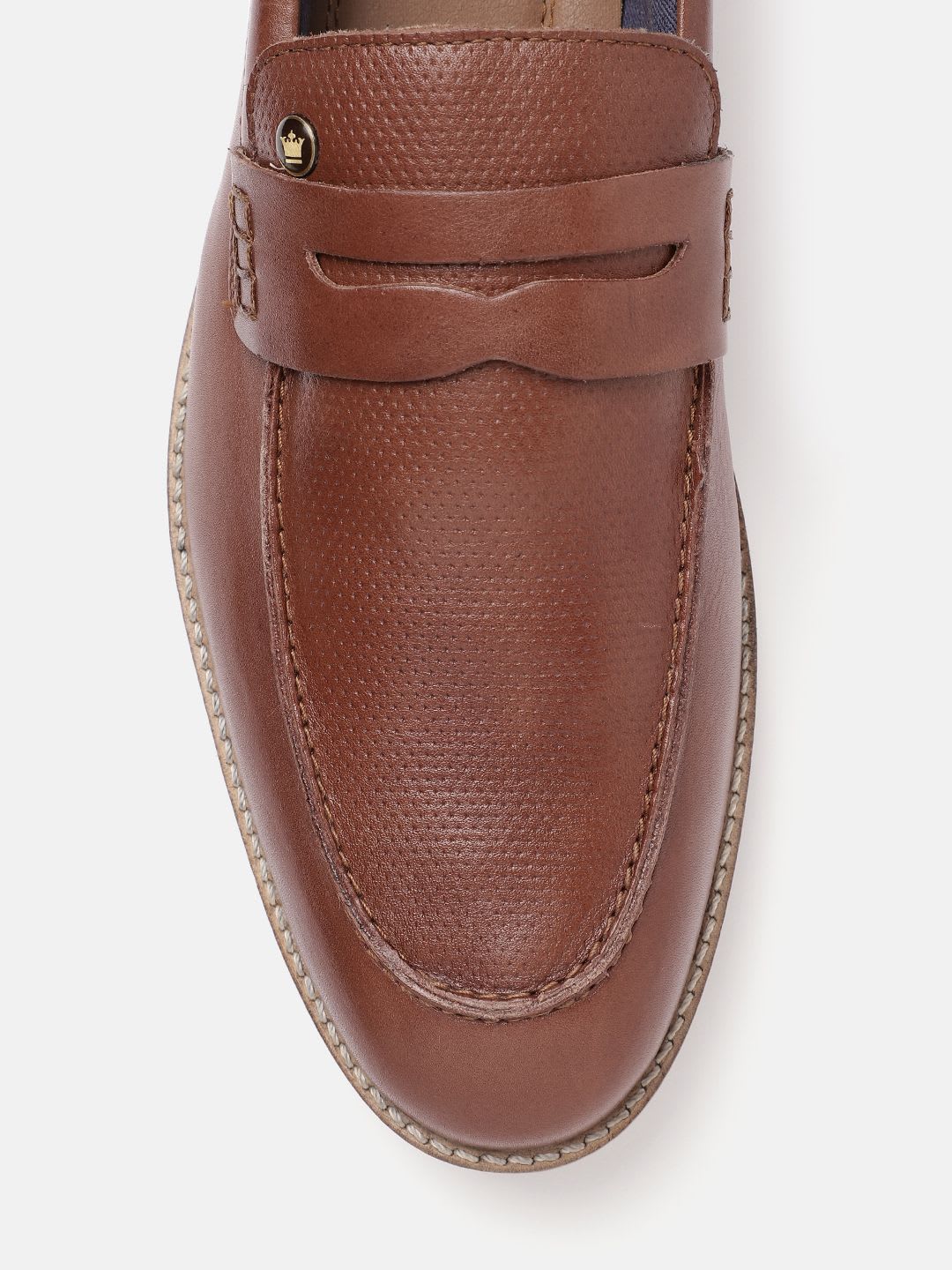 Louis Philippe Men Premium Leather Breathable Anti Slip Flat Heel Formal Loafers - left view