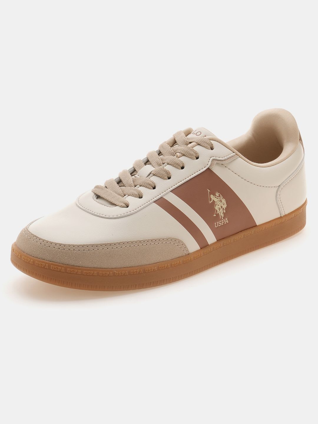 U.S. Polo Assn. Men HILTON 2.0 Beige 50's Rewind Sneakers - left view