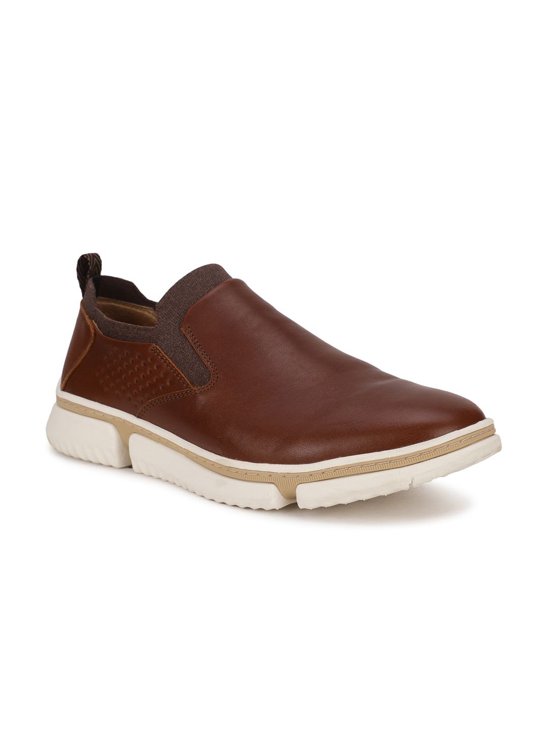 Hush Puppies Men Tan Brown Leather Slip-On Sneakers - default view