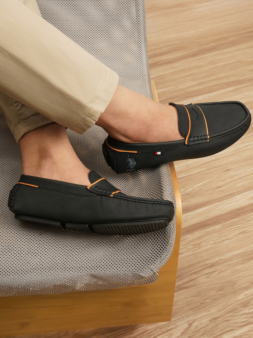 U.S. Polo Assn. Men Faux Nubuck loafers with signature tape branding - default view