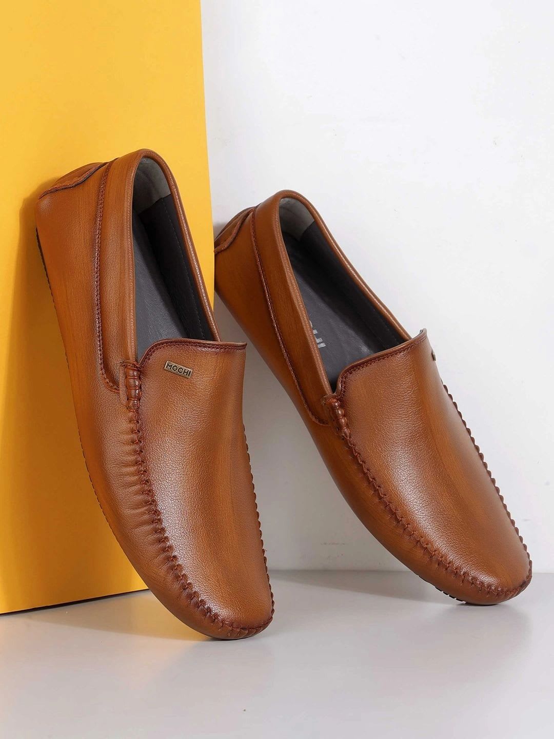 Mochi Men Tan Leather Loafers - default view