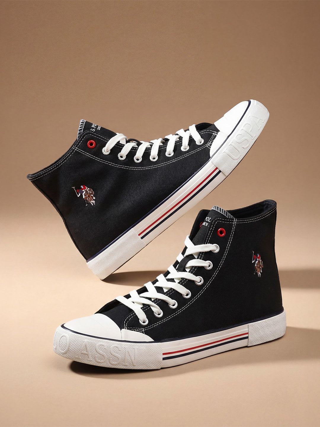 U.S. Polo Assn. Men VLAIR 2.0 Black Classic Canvas Mid-Top Sneakers - default view