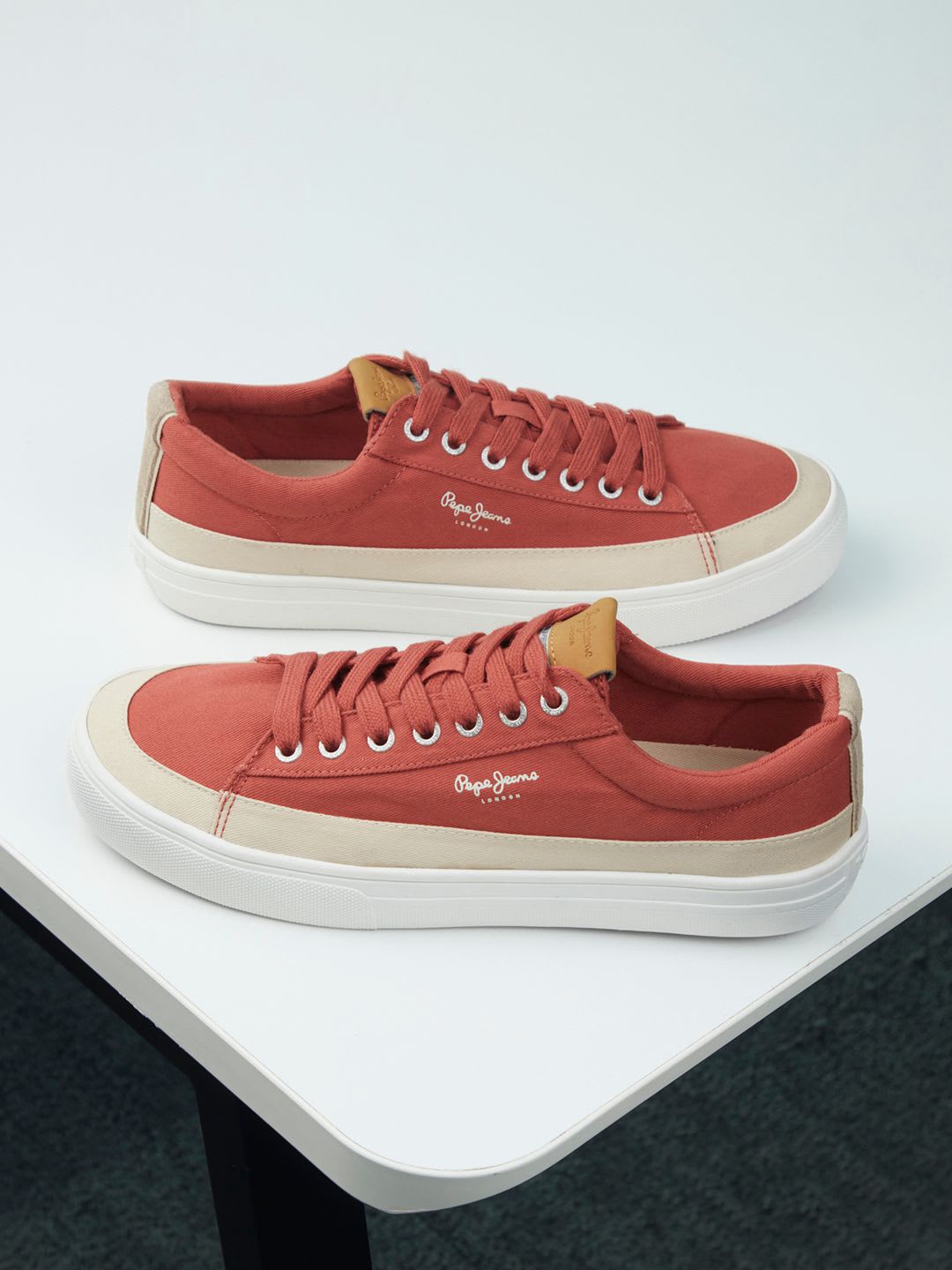 Pepe Jeans Men Solid Orange TPR Sneakers - default view