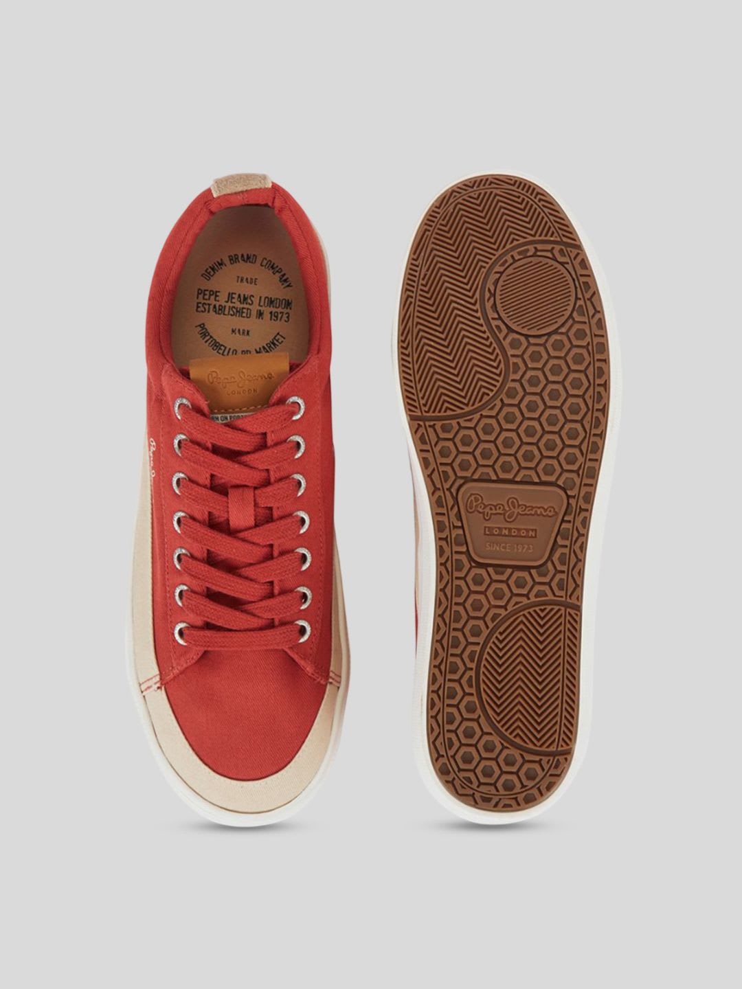 Pepe Jeans Men Solid Orange TPR Sneakers - left view