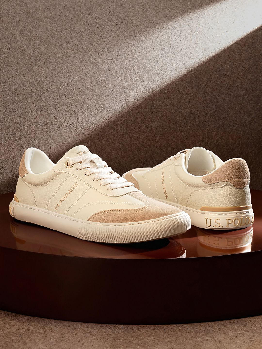 U.S. Polo Assn. Men GIAN 3.0 Beige Retro Sneakers - default view