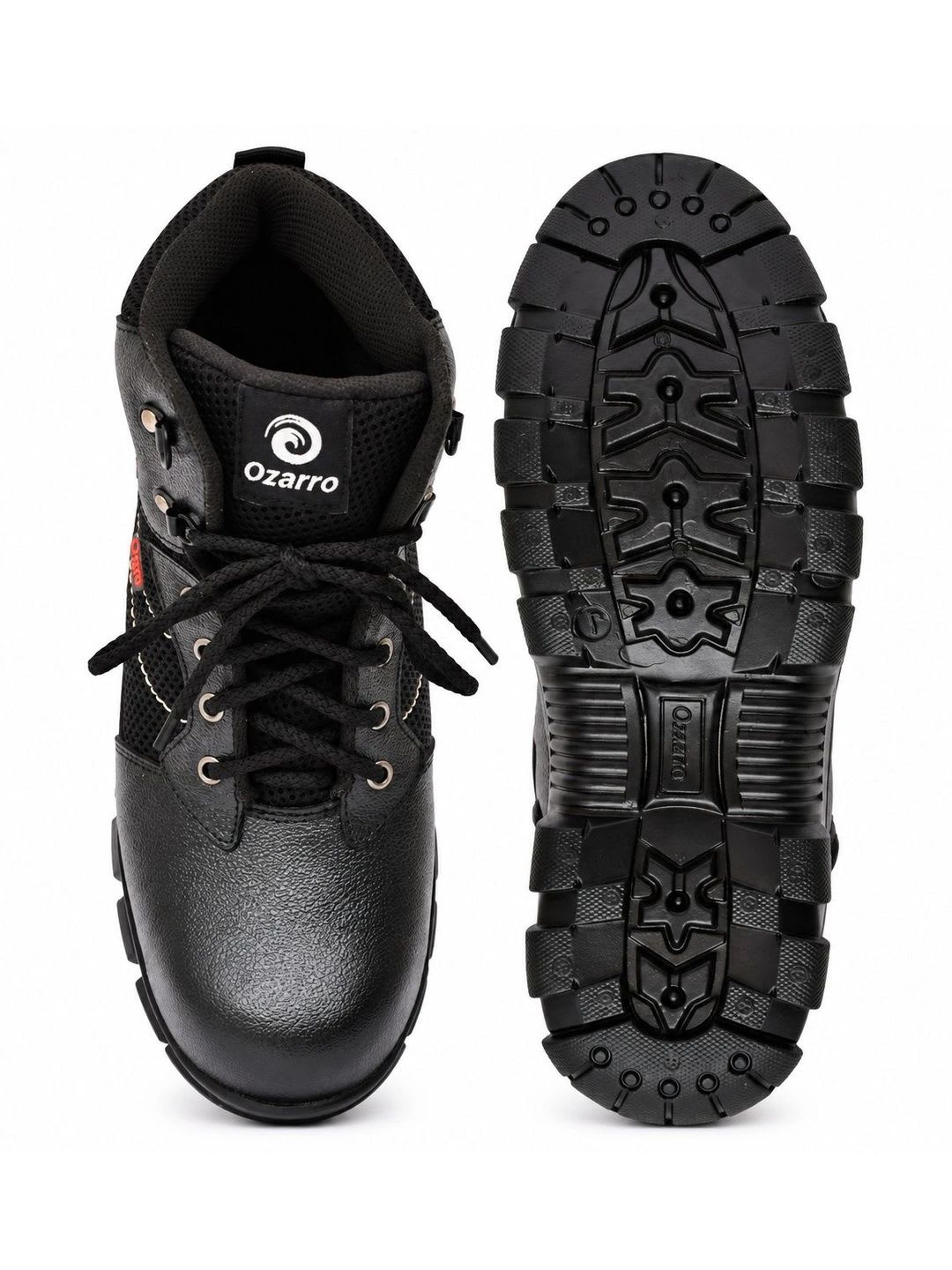 Ozarro Men Textured Leather High-Top Trekking Shoes - left view