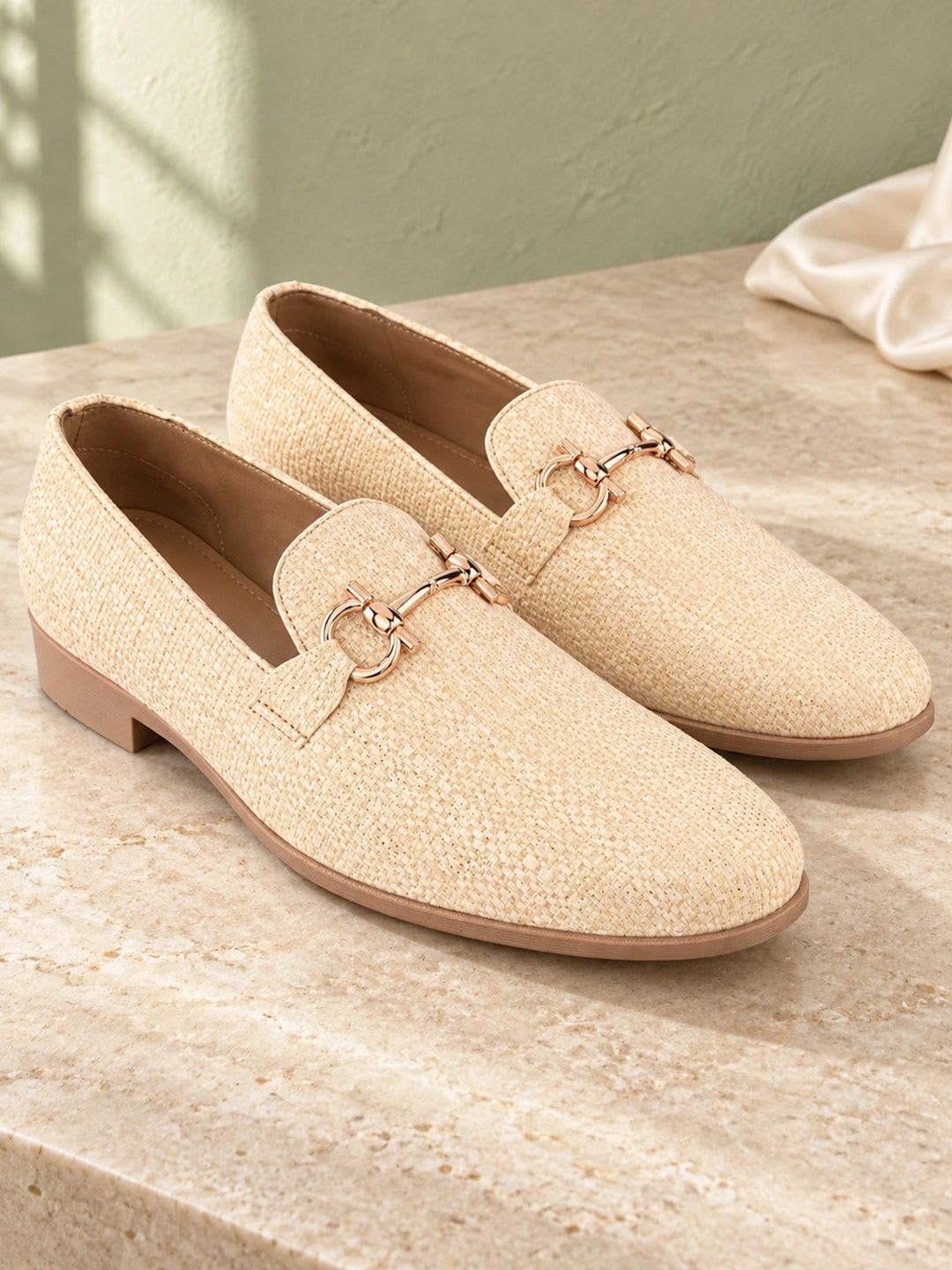 House of Pataudi Men Textured Casual Loafers - default view