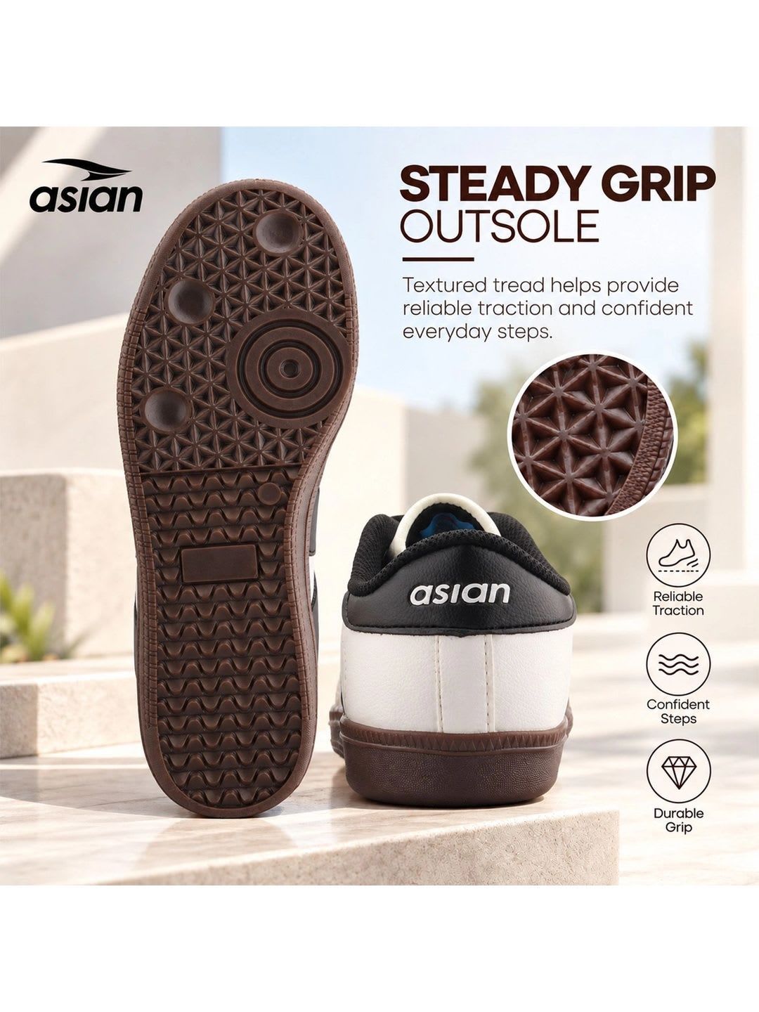 ASIAN Men Colourblocked Sneakers - back view
