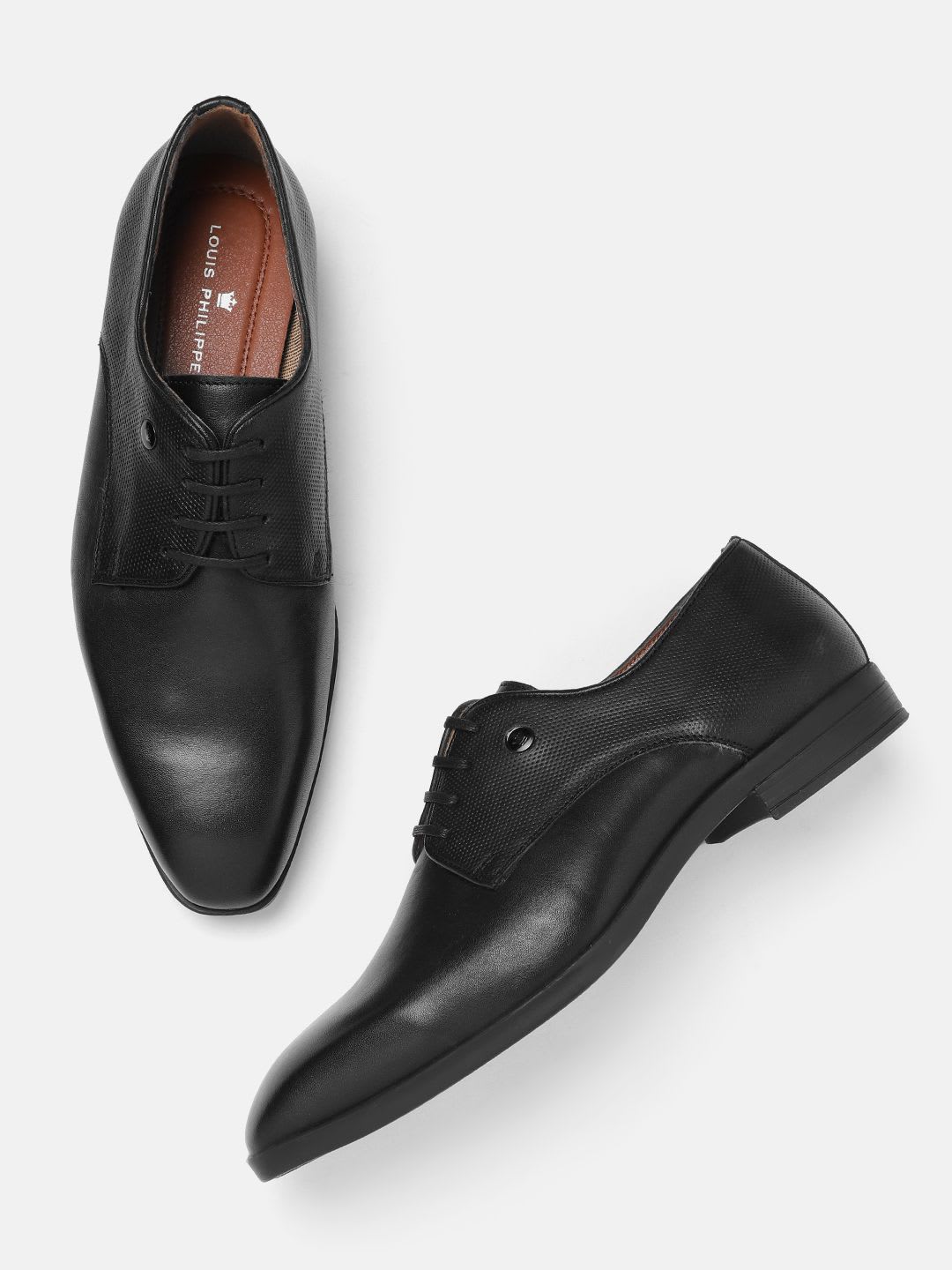 Louis Philippe Men Premium Leather Breathable Anti Slip with Heel Formal Derby Shoes - default view