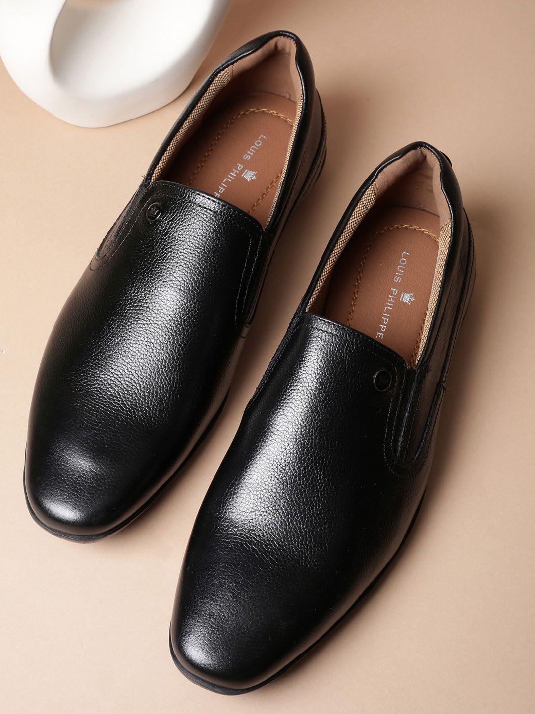 Louis Philippe Men Premium Leather Breathable Anti Slip Flat Heel Formal Slip-on Shoes - default view