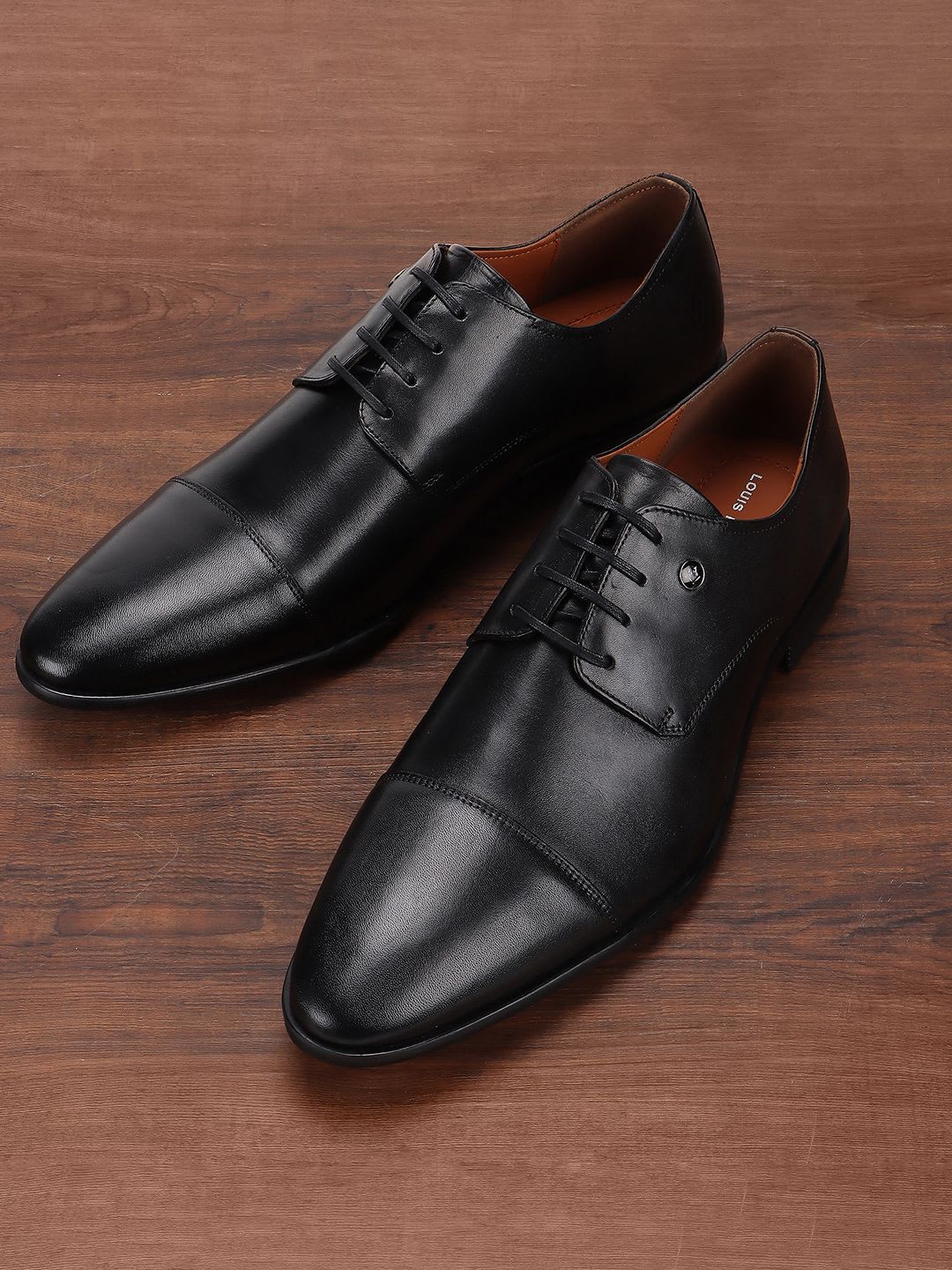Louis Philippe Men Premium Leather Breathable Anti Slip with Heel Formal Derby Shoes - default view