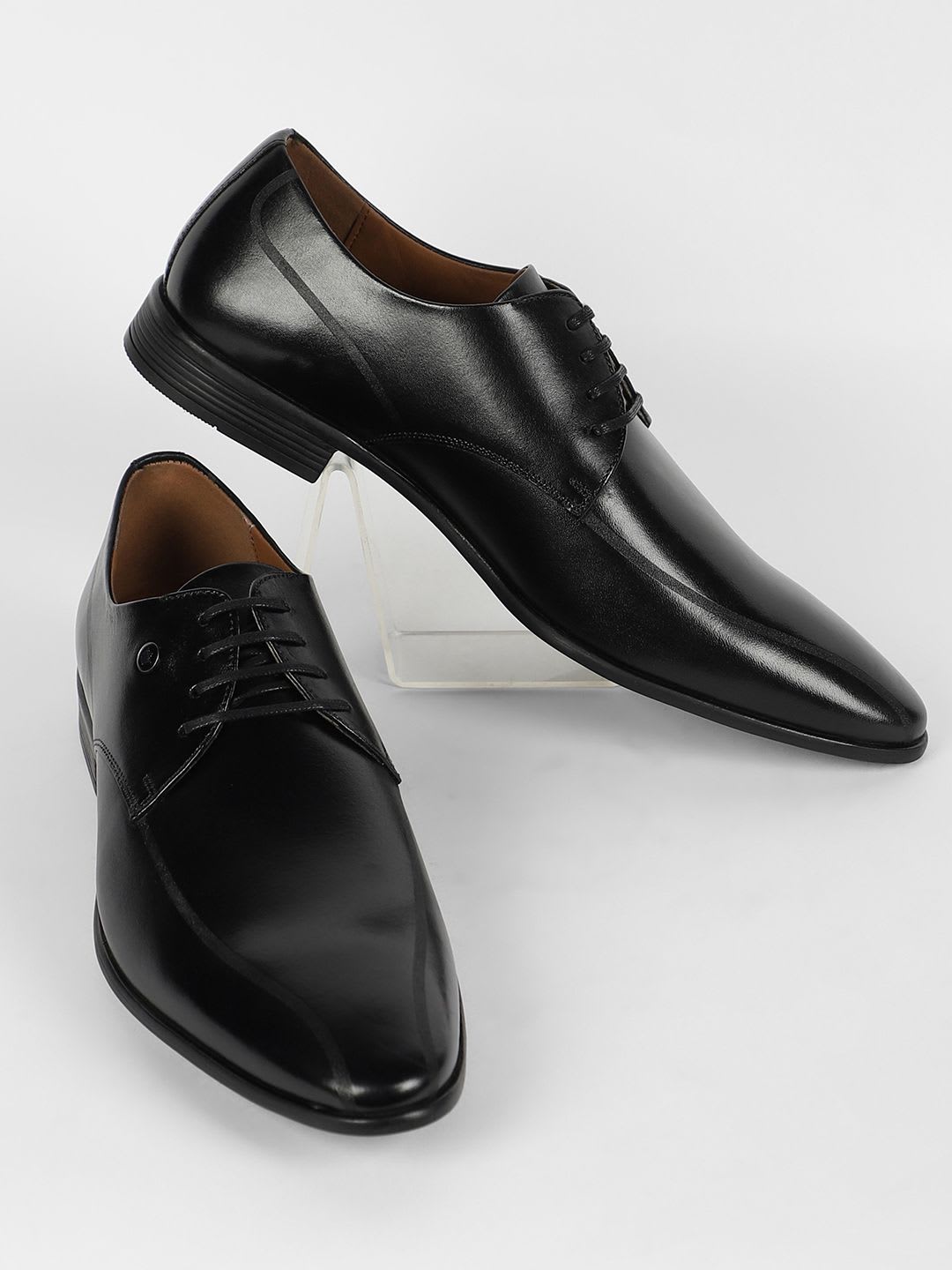 Louis Philippe Men Premium Leather Breathable Anti Slip with Heel Formal Derby Shoes - default view