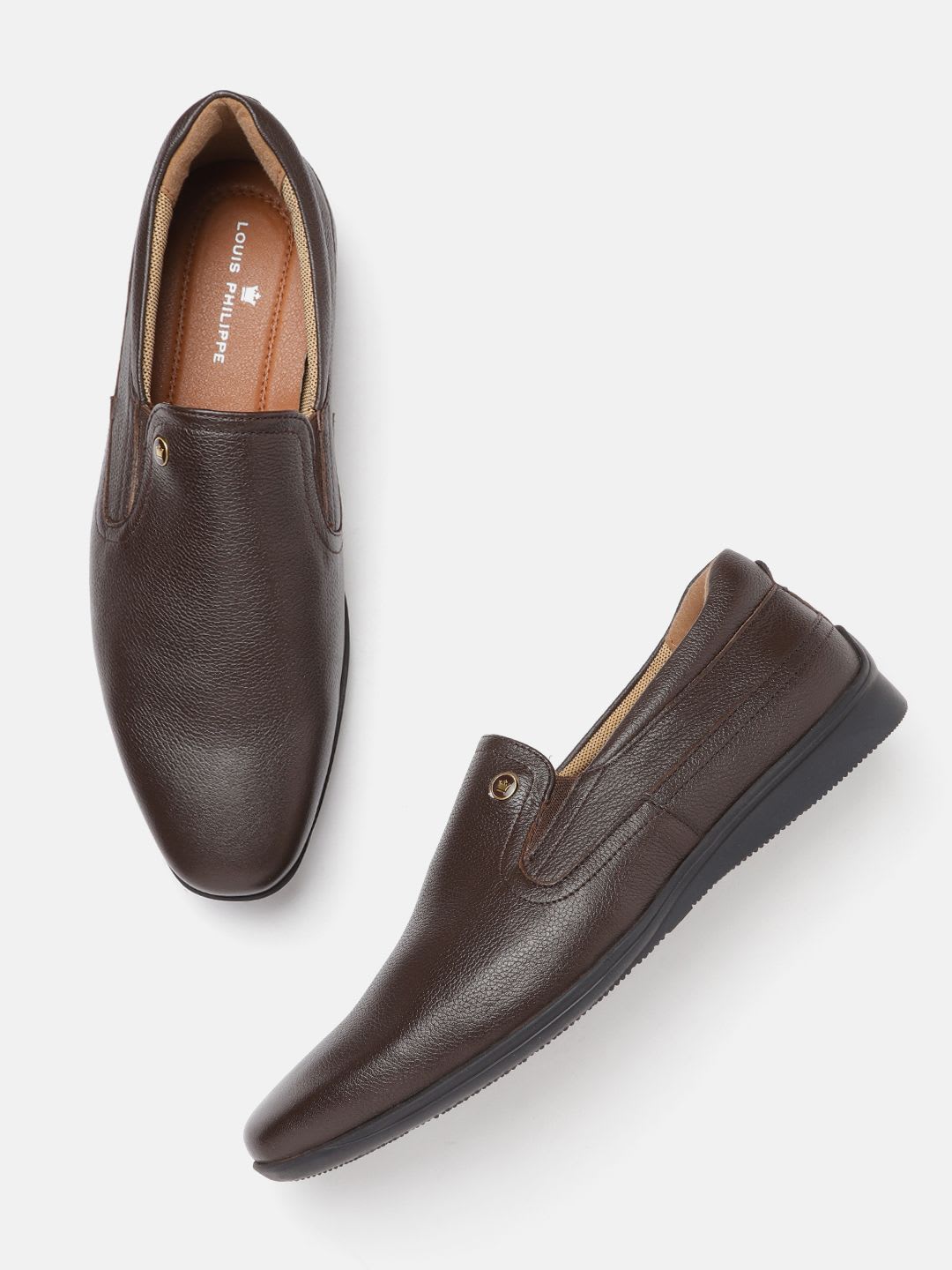 Louis Philippe Men Premium Leather Breathable Anti Slip Flat Heel Formal Slip-on Shoes - default view
