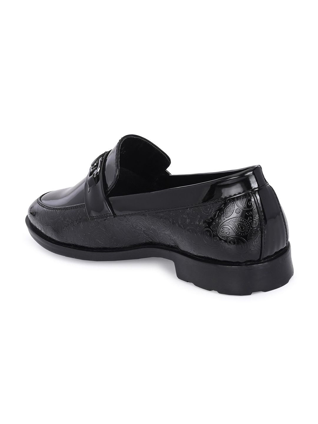 INVICTUS Men Round Toe Faux Leather Formal Slip On Loafers - back view
