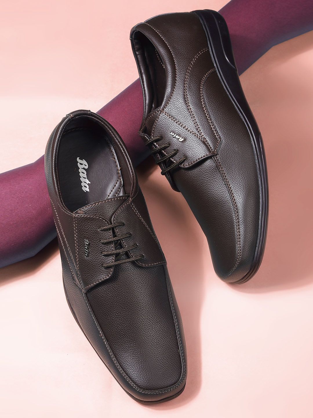 Bata Men Textured Leather Formal Derbys - default view