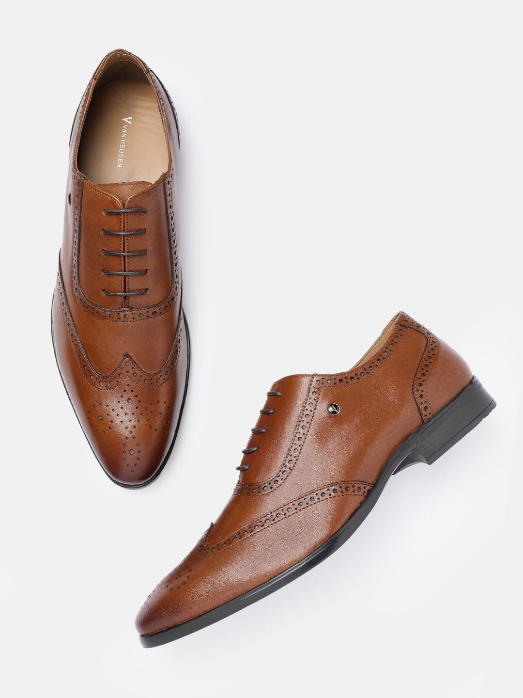 Van Heusen Men Leather Brogues Oxford Round Toe Formal Shoes - default view