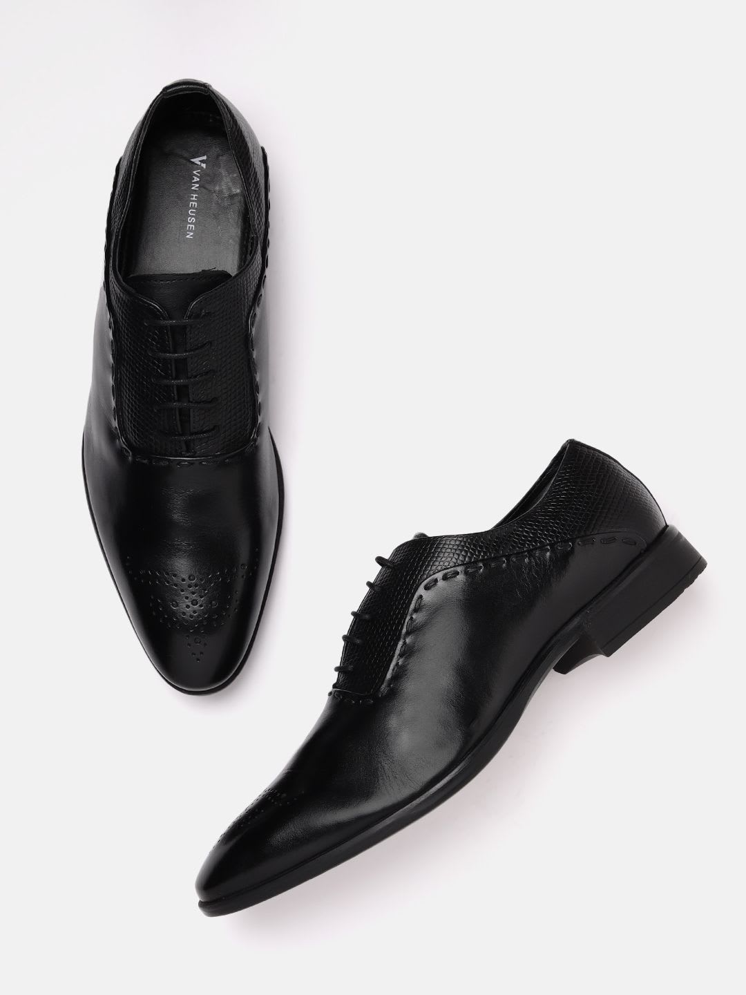 Van Heusen Men Leather Oxford Round Toe Formal Shoes - default view