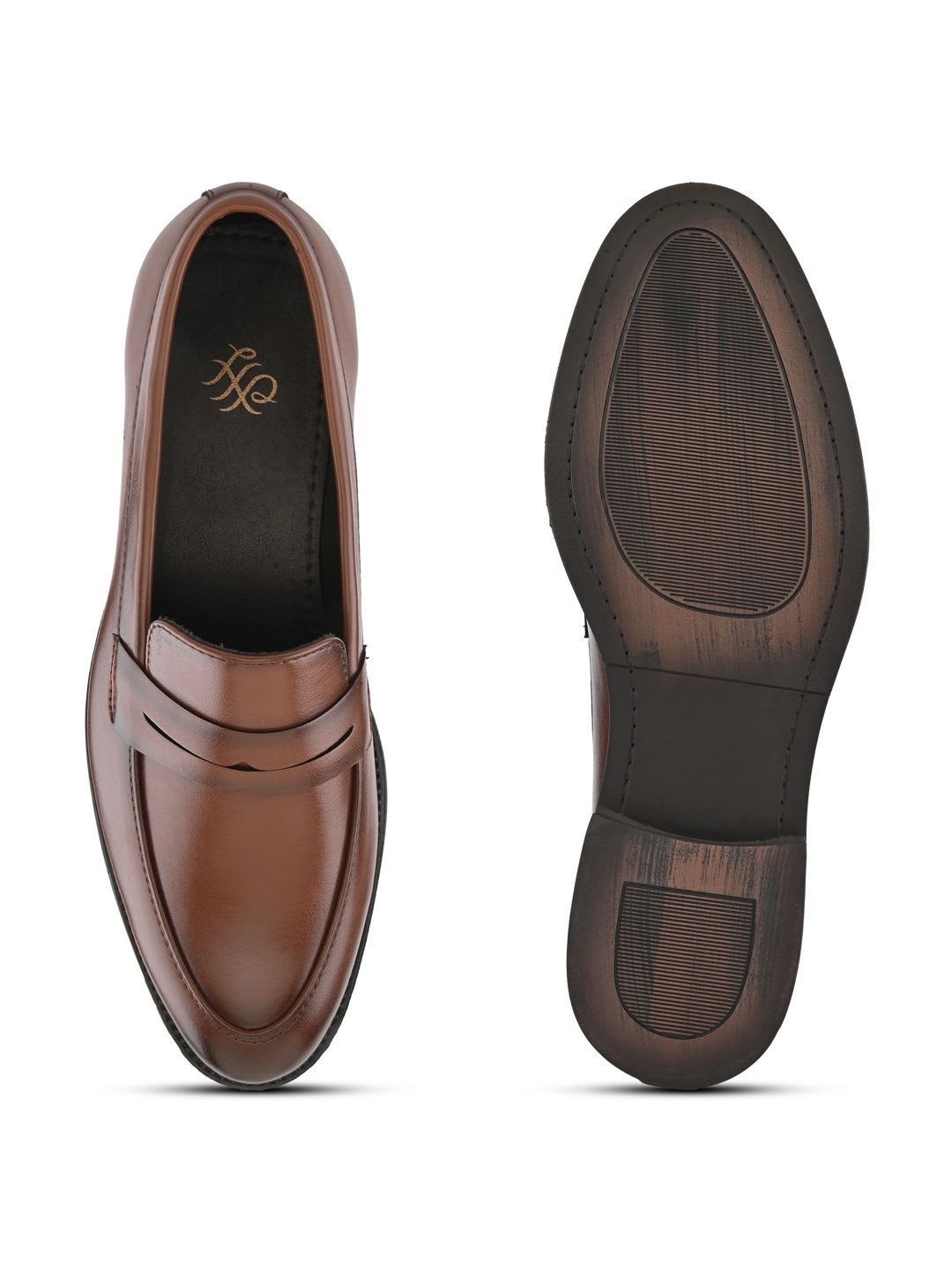 House of Pataudi Men Round Toe Slip-On Loafers Formal Shoes - back view