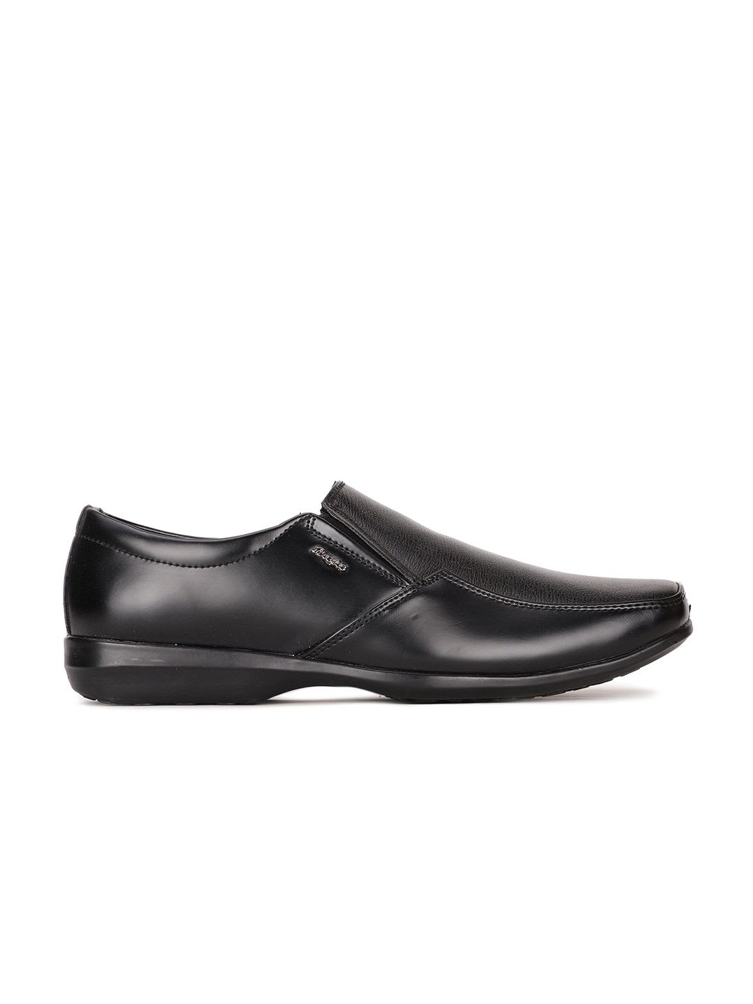 Bata Men Black Solid Synthetic Formal Slip-On Shoe - back view