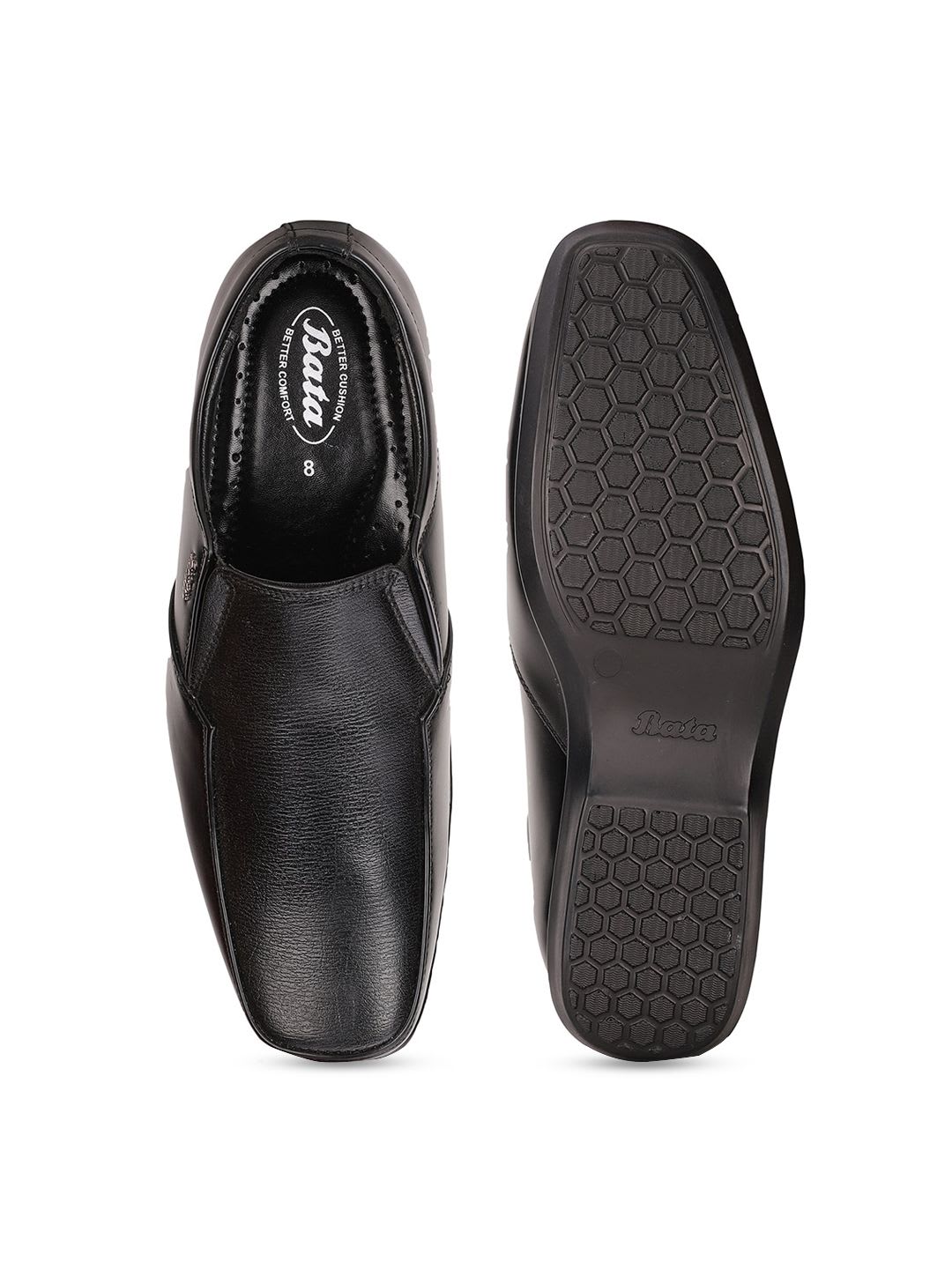 Bata Men Black Solid Synthetic Formal Slip-On Shoe - right view