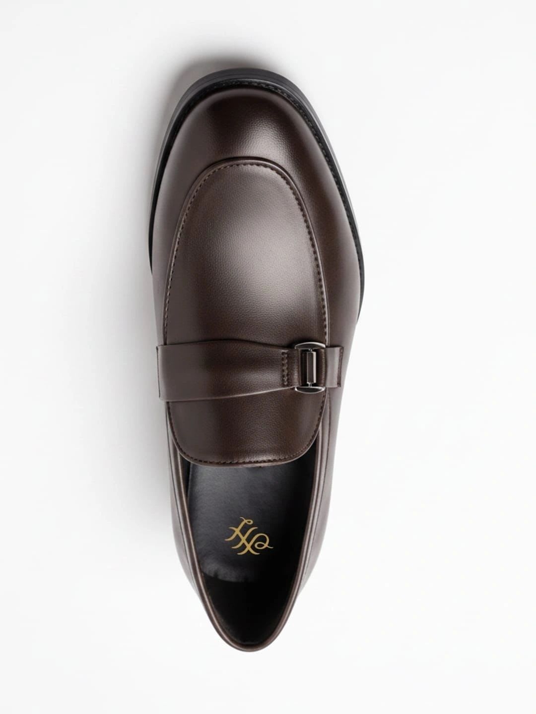 House of Pataudi Men Leather Round Toe Slip-On Loafers Formal Shoes - left view
