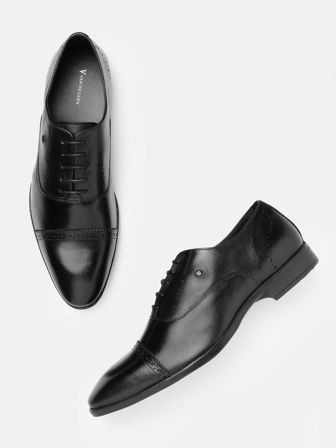 Van Heusen Men Leather Oxford Round Toe Formal Shoes - default view