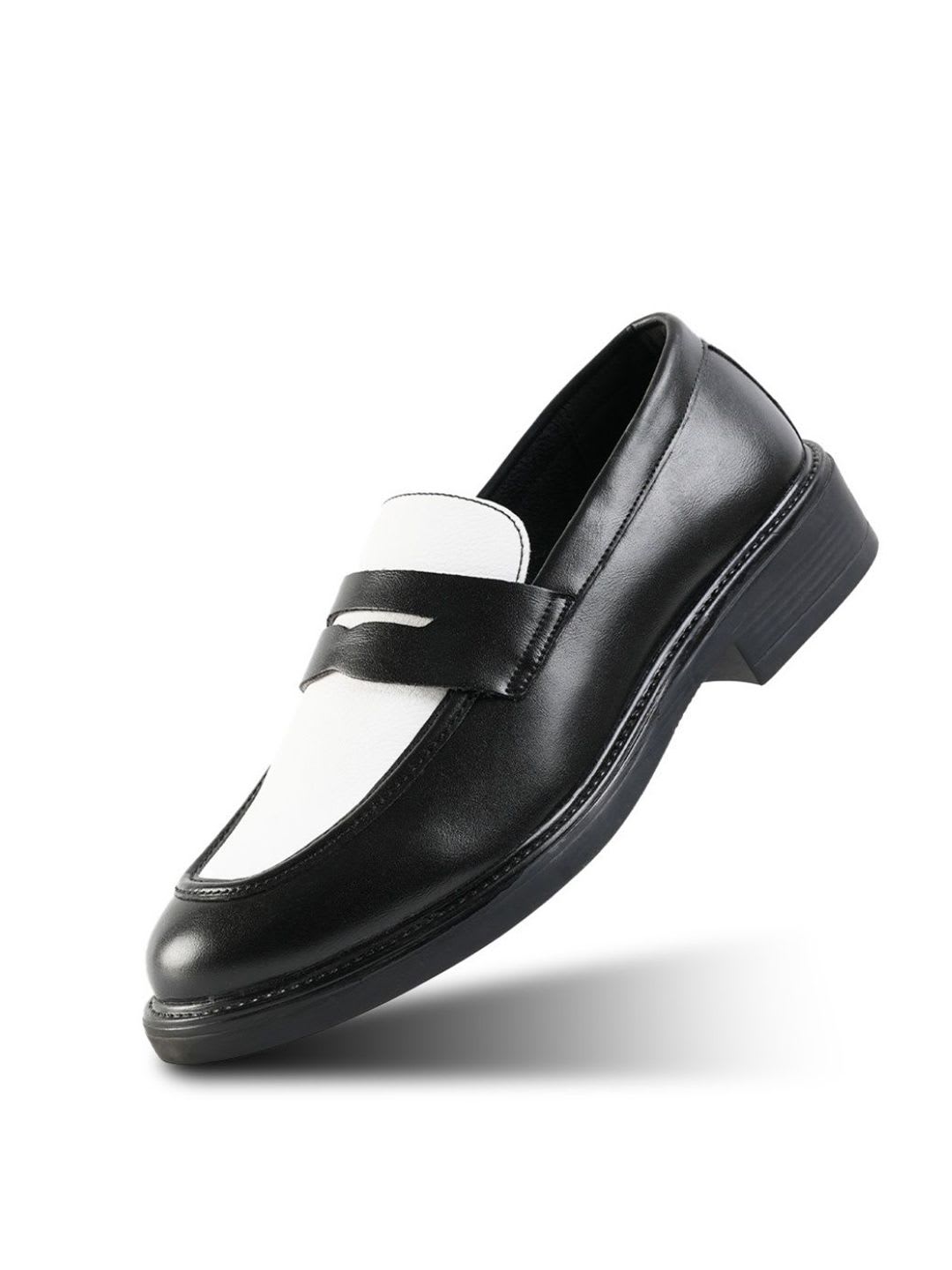 MONKSTORY Cosmopolitan Contrast Penny Loafers  - Black/White - default view