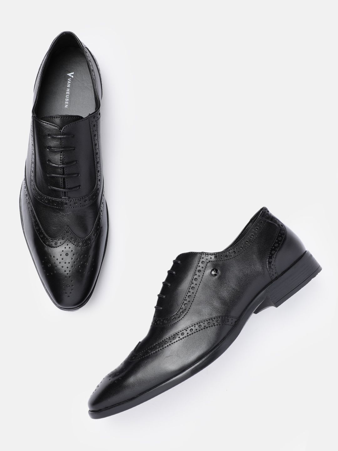 Van Heusen Men Leather Brogues Oxford Round Toe Formal Shoes - default view