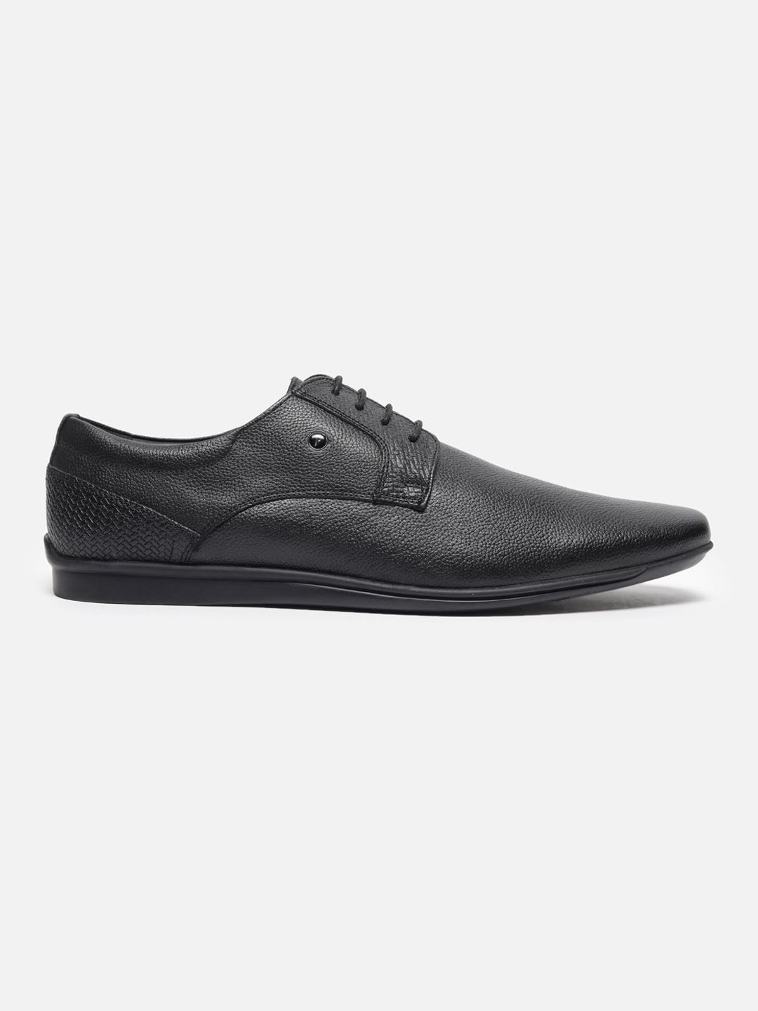 Van Heusen Men Textured Leather Pointed Toe Lace-Ups Formal Derbys Shoes - back view