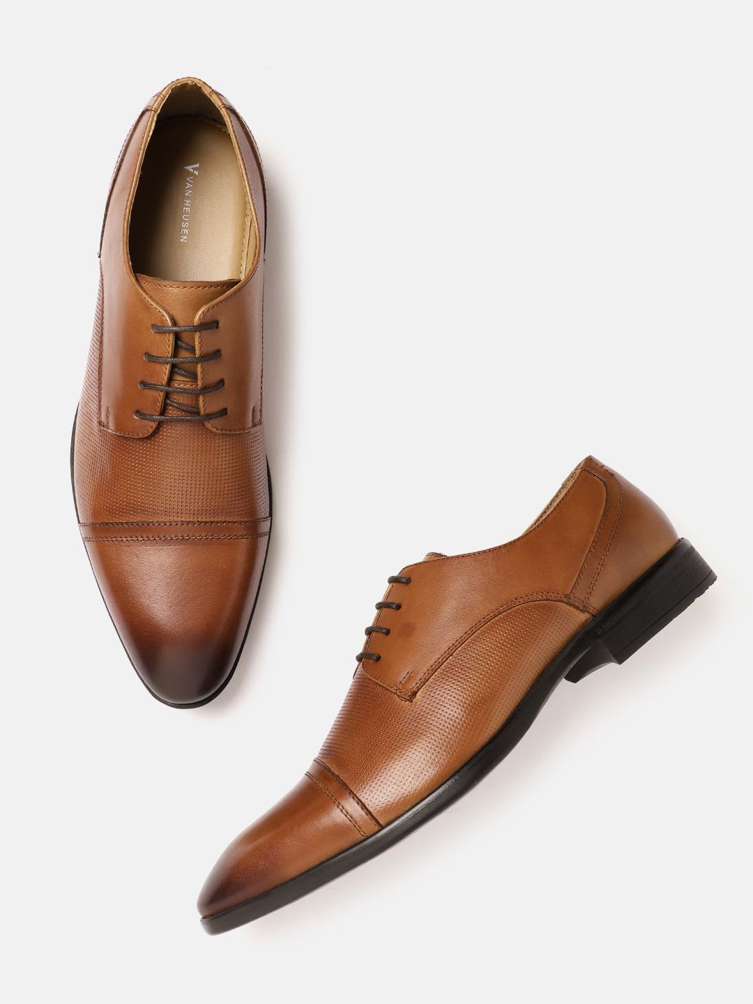 Van Heusen Men Leather Derby Pointed Toe Formal Shoes - default view