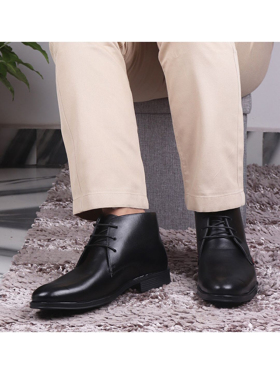 Red Chief Men Black Solid Leather Formal Derbys - default view