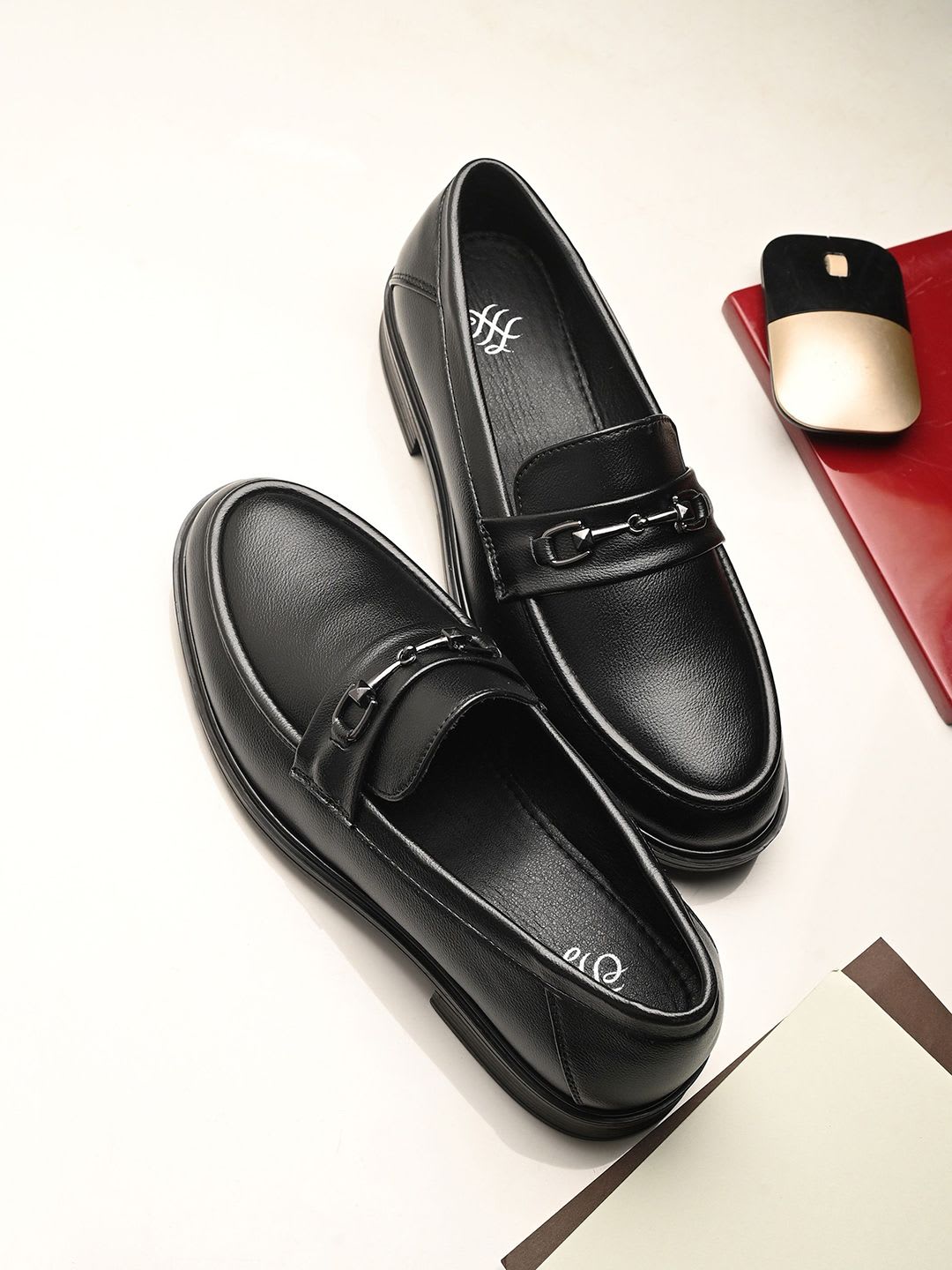 House of Pataudi  Men Textured Formal Loafers - default view