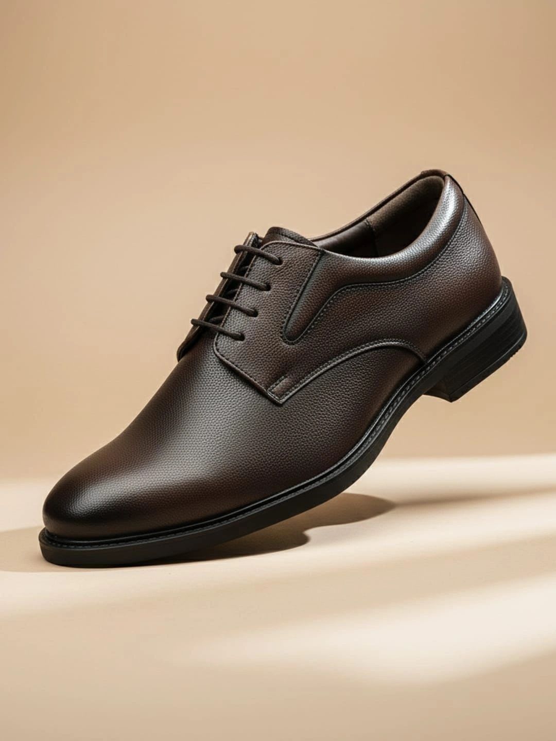 House of Pataudi Men Textured Leather Round Toe Lace-Ups Derbys Formal Shoes - default view