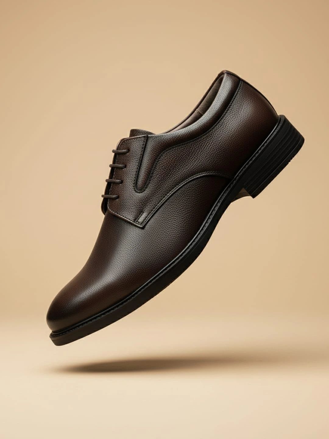House of Pataudi Men Textured Leather Round Toe Lace-Ups Derbys Formal Shoes - back view