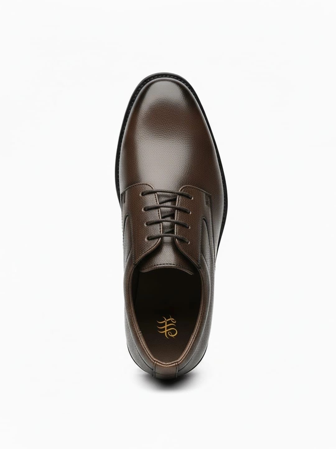 House of Pataudi Men Textured Leather Round Toe Lace-Ups Derbys Formal Shoes - left view