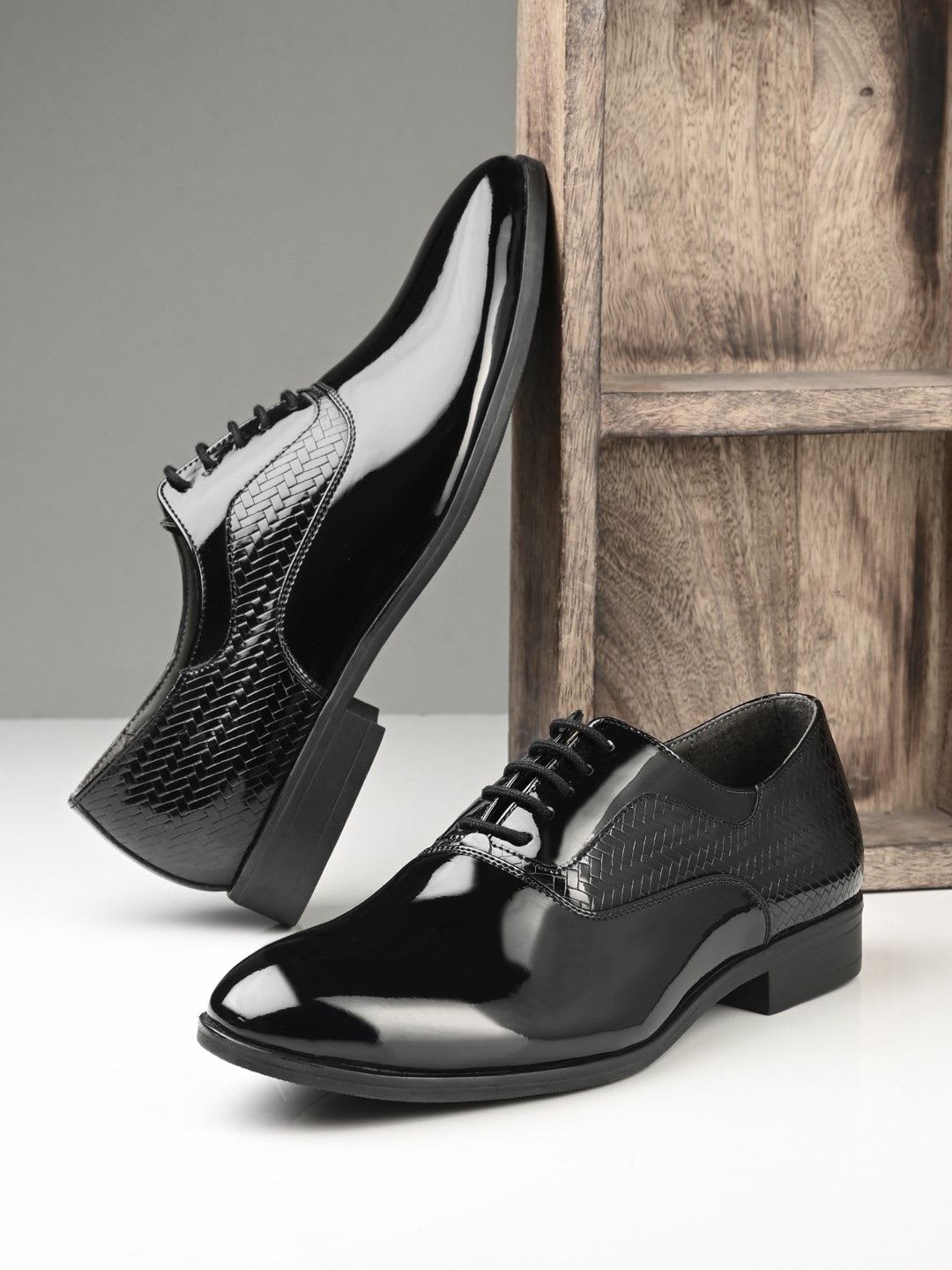 House of Pataudi Men Textured Formal Oxfords - default view
