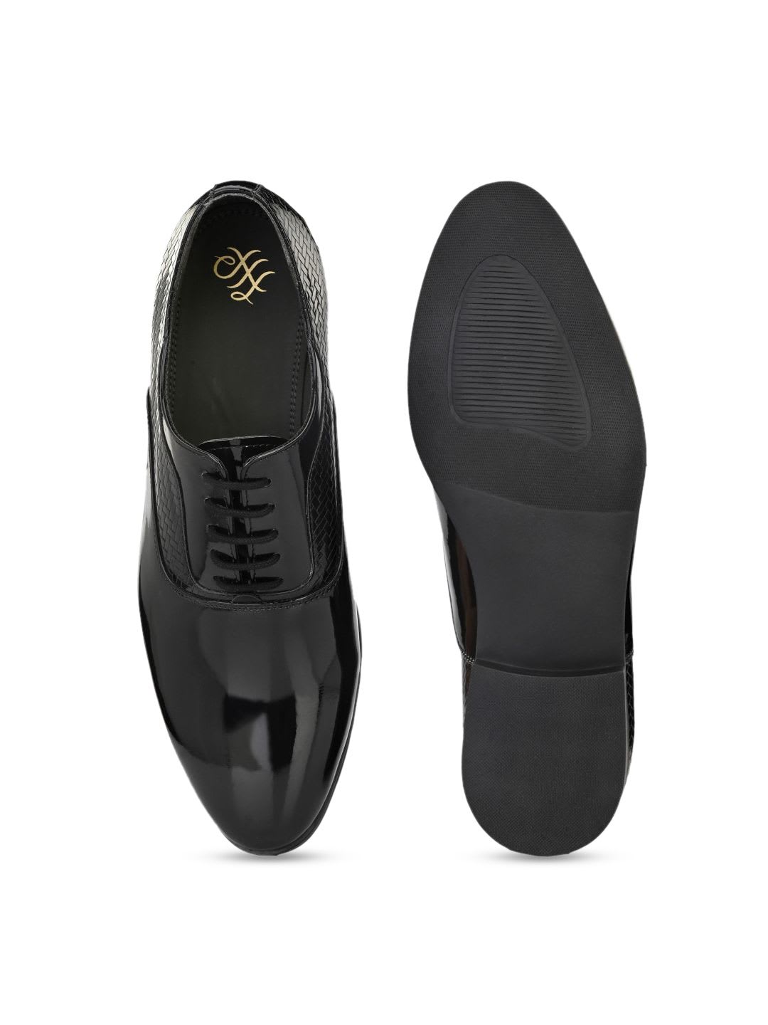 House of Pataudi Men Textured Formal Oxfords - left view