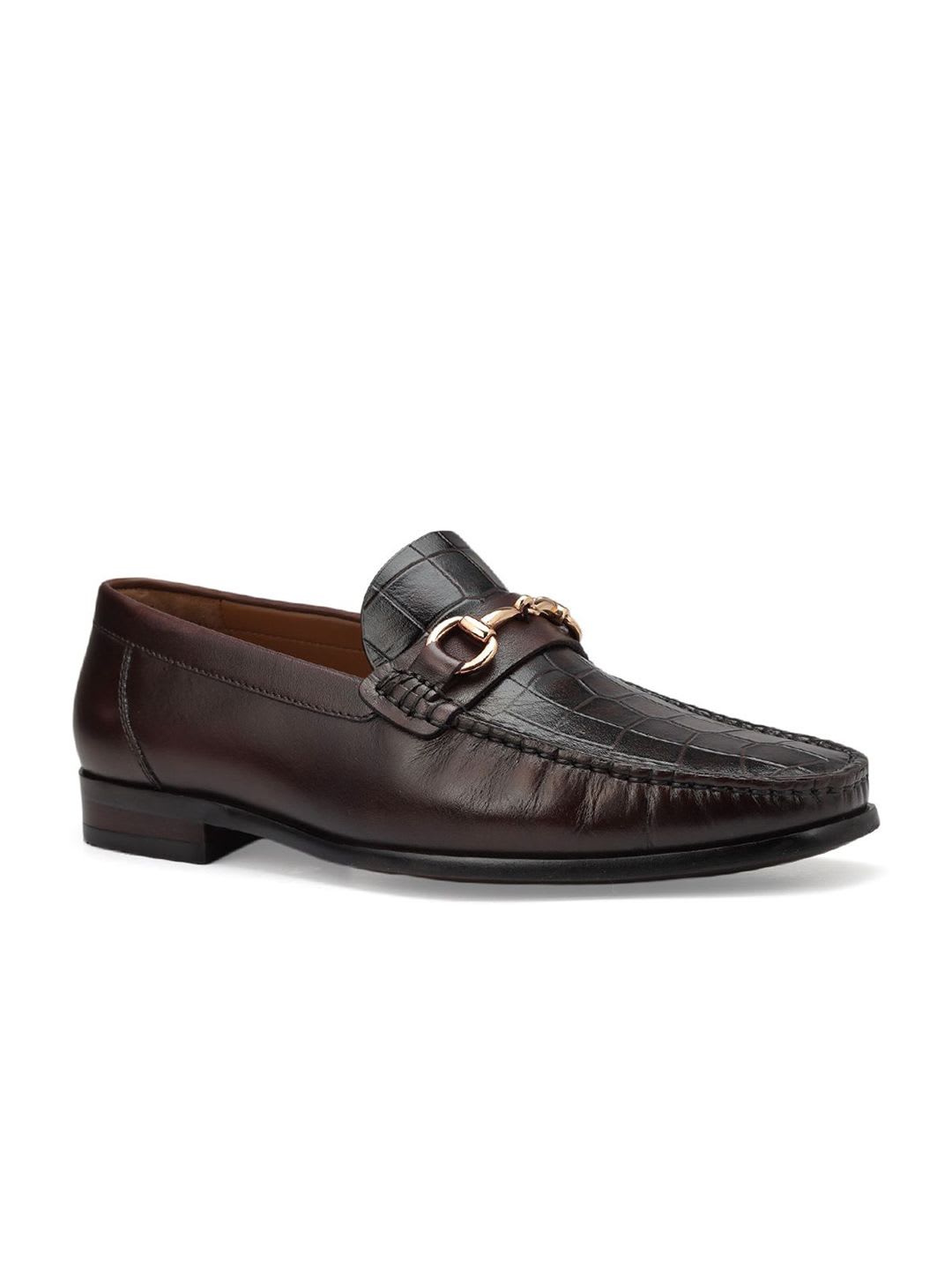 ROSSO BRUNELLO  Men Textured Leather Formal Loafers - default view