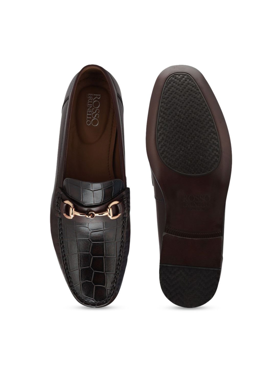 ROSSO BRUNELLO  Men Textured Leather Formal Loafers - right view